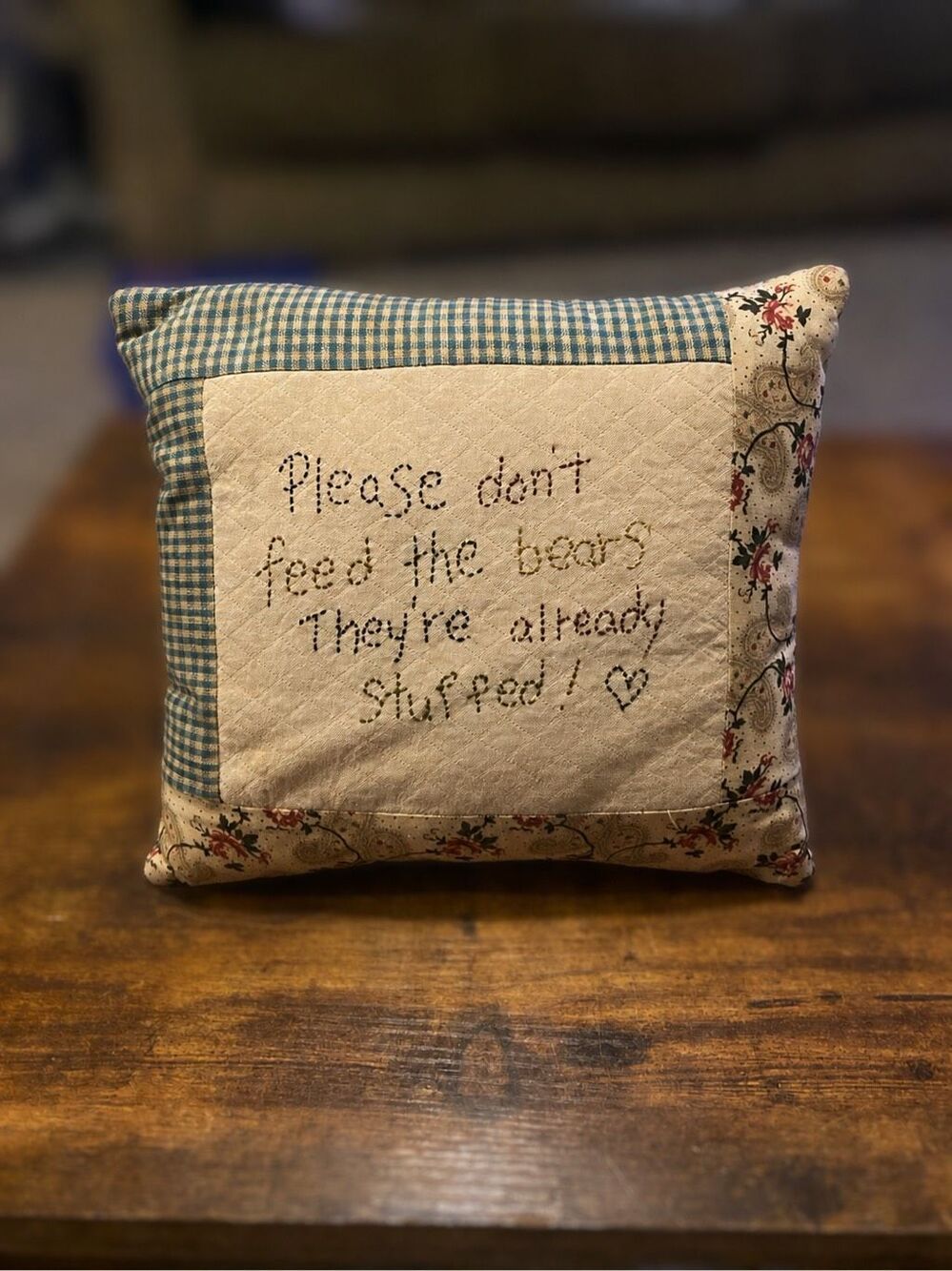 Handmade Primitive Decorative Throw Pillow Patchwork Cottage Farmhouse Rustic Ac